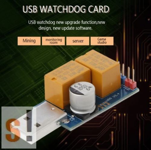 USB-Watchdog # USB Watchdog modul/PC újraindítás/10-1270 másodperc timeout/1-99 nap restart/Dupla relé