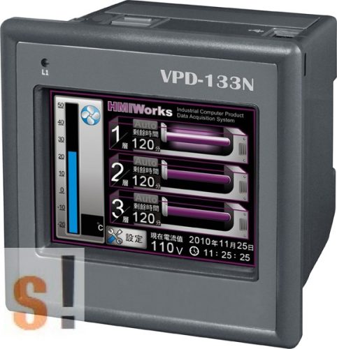 VPD-133N CR # 3.5" TouchPAD/1x RS-232/485/1x RS-485/USB/PoE Ethernet/RTC/PLC/XV-board hely, ICP DAS