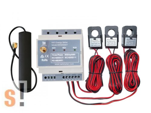 WEM3080T-150A # WiFi Fogyasztásmérő/3 fázis/150A/RS-485 port/Modbus TCP/RTU/ Kétirányú/App és Felhő/Beijing Lewei loT Technologies Co .Ltd