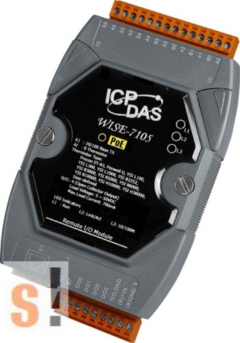 WISE-7105 # POE Controller/Modbus TCP/PoE Ethernet/8x AI/hőelem/4x DO/szigetelt, ICP DAS