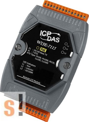 WISE-7115 # POE Controller/Modbus TCP/PoE Ethernet/7x AI/RTD, ICP DAS