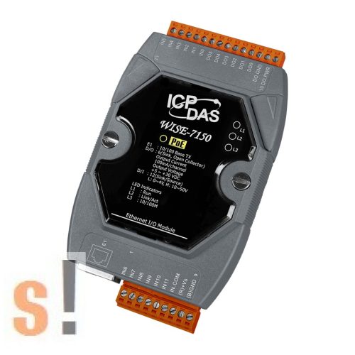 WISE-7150 # POE Controller/Modbus TCP/PoE Ethernet/12x DI/szigetelt/6x DO/szigetelt, ICP DAS