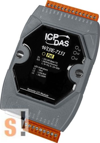 WISE-7151 # POE Controller/Modbus TCP/PoE Ethernet/16x DI/szigetelt, ICP DAS