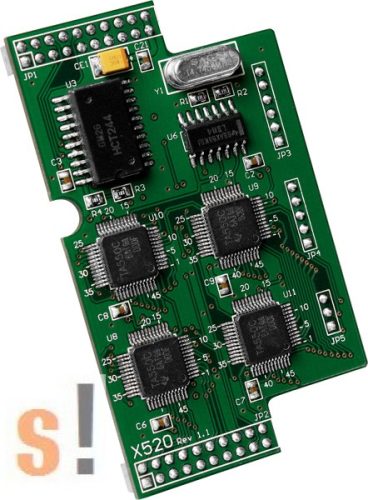X520 CR # I/O bővítő kártya/4x RS-232 port/3 pin/1x DI/2x DO, ICP DAS