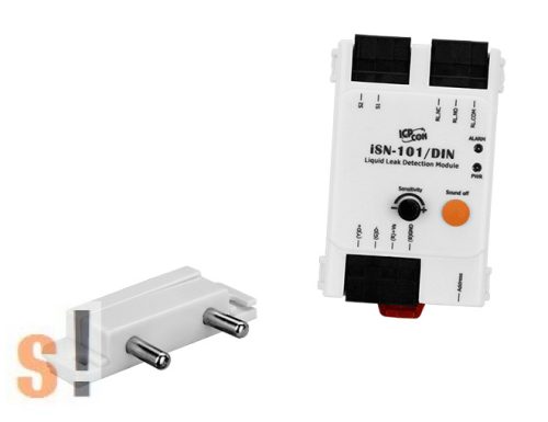 iSN-101/S3/DIN CR # I/O modul/1 csatornás folyadékszivárgás érzékelő/tartozék érzékelő szonda/DCON/Modbus RTU/akár 500 méter érzékelő kábel/Hang és LED riasztás/DIN sínre/ICP CON, ICP DAS