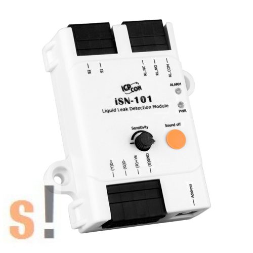 iSN-101 CR # I/O modul/1 csatornás folyadékszivárgás érzékelő/DCON/Modbus RTU/akár 500 méter érzékelő kábel/Hang és LED riasztás/ICP CON, ICP DAS