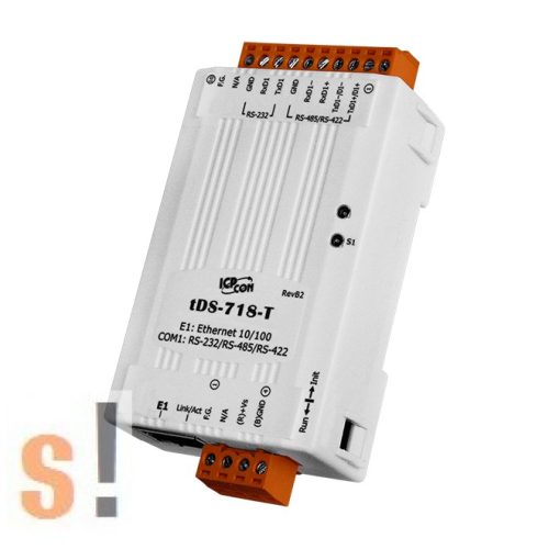 tDS-718-T # Soros-Ethernet konverter, 1x RS-232/422/485 port/DC táp sorkapocsba/ ICP DAS