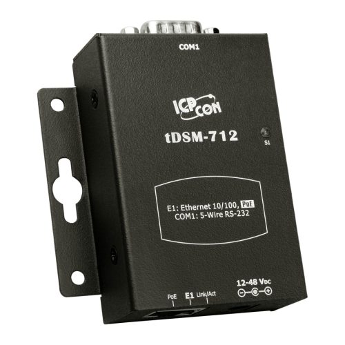 tDSM-712 # Soros-Ethernet konverter, 1x RS-232 port, PoE, fémház, ICP DAS