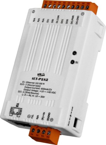 tET-P2A2 # Ethernet I/O Module/tiny/Modbus TCP/2DI/2DO/PNP, ICP DAS