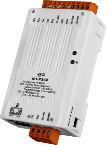 tET-P2C2 # Ethernet I/O Module/tiny/Modbus TCP/2DI/2DO/NPN, ICP DAS