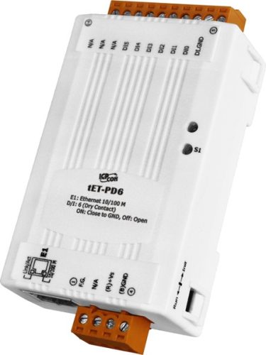 tET-PD6 # Ethernet I/O Module/tiny/Modbus TCP/6 DI, ICP DAS