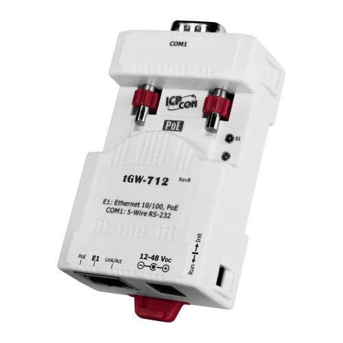 tGW-712 # Soros Modbus RTU/TCP Ethernet átjáró, 1x RS-232, PoE, ICP DAS