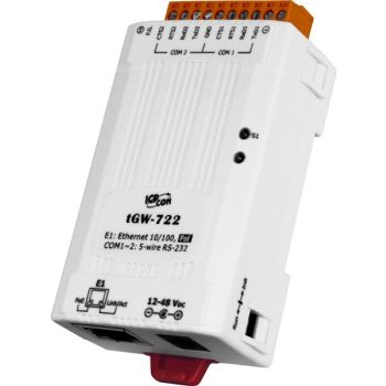   tGW-722 # Soros Modbus RTU/TCP Ethernet átjáró, 2x RS-232, PoE, ICP DAS