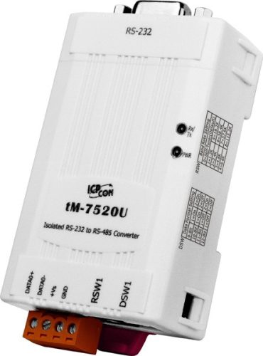 tM-7520U-CA #  Tiny/Konverter/RS-232 - RS-485/2500Vdc szigetelt/kis méret/DIN sínre/ICP DAS/CA-0915 kábellel, ICP DAS