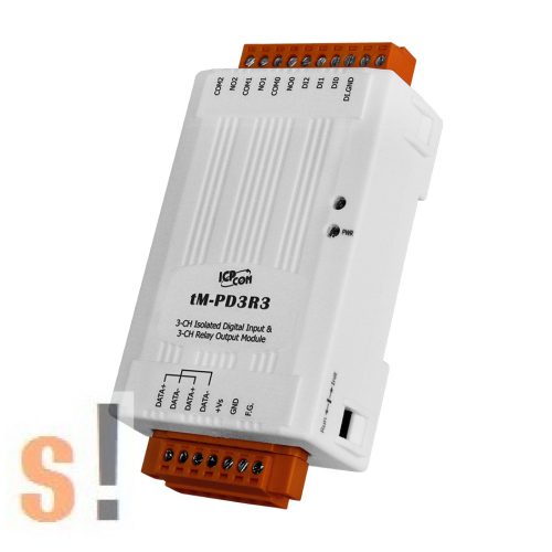 tM-PD3R3 # I/O Module/Modbus RTU/tiny/3x Relé/3x DI/dry kontaktus/RS-485, ICP CON, ICP DAS