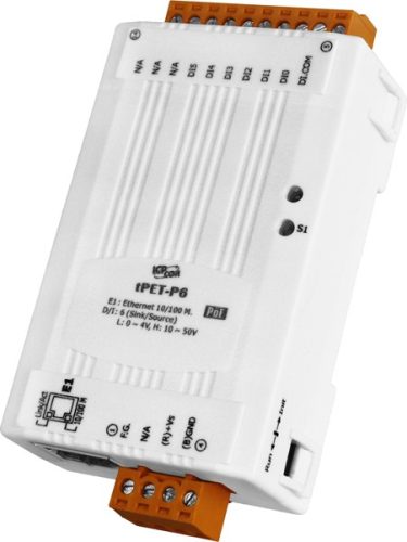 tPET-P6 # PoE Ethernet I/O Module/tiny/Modbus TCP/6 DI, ICP DAS
