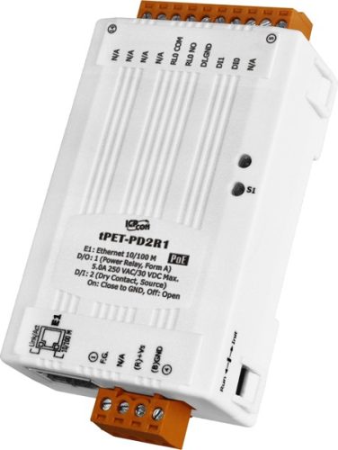 tPET-PD2R1 # PoE Ethernet I/O Module/tiny/Modbus TCP/2DI/1RelayOut, ICP DAS