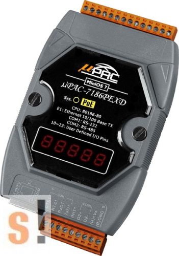 μPAC-7186PEXD-MTCP # Controller/MiniOS7/C nyelv/Modbus TCP/PoE Ethernet/RS-232/RS-485/512KB/LED, ICP DAS